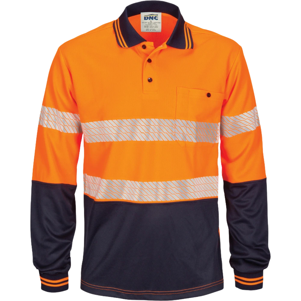DNC Hi Vis Segmented Tape Micromesh Polo LS 3513