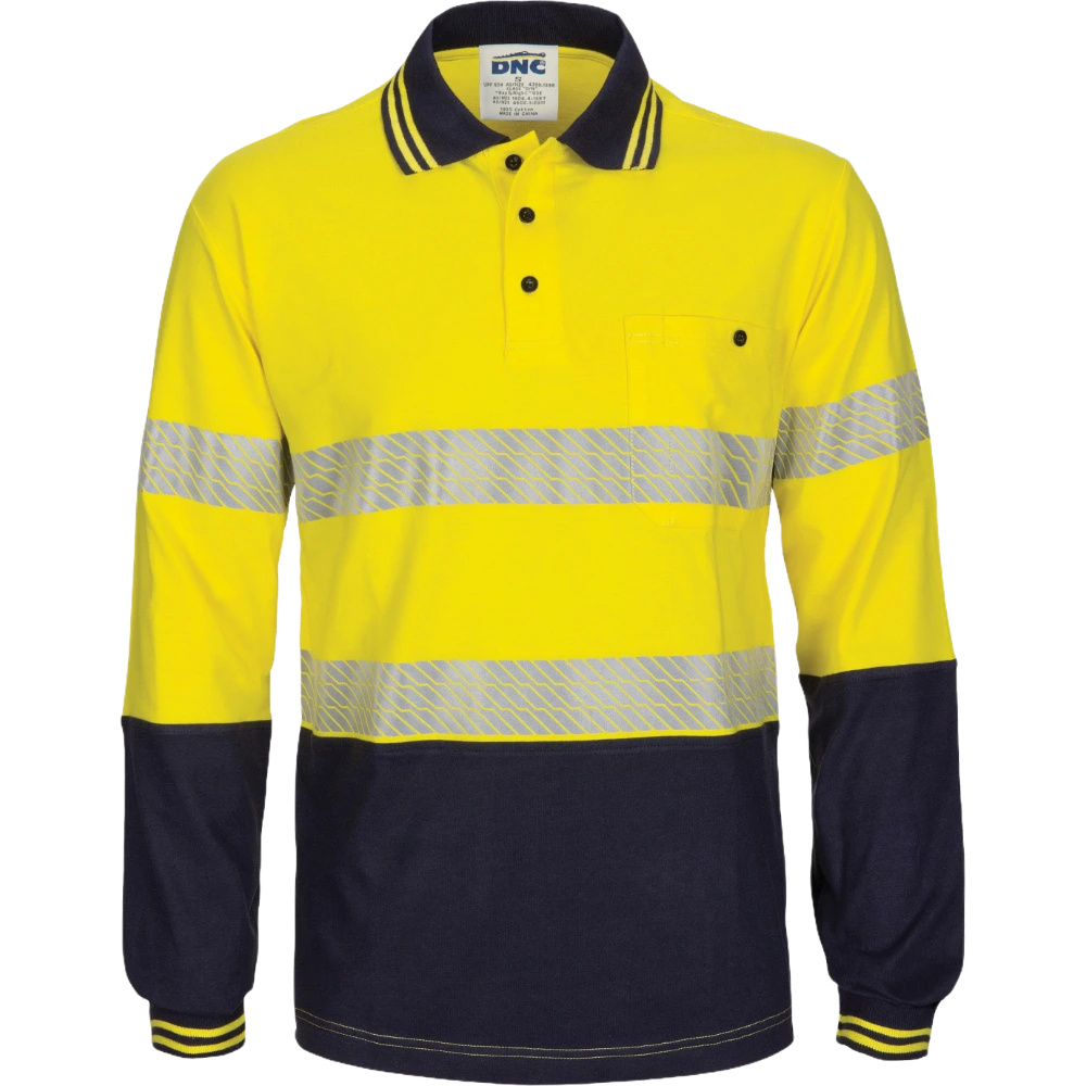 DNC Hi Vis Segmented Tape Cotton Polo LS 3516