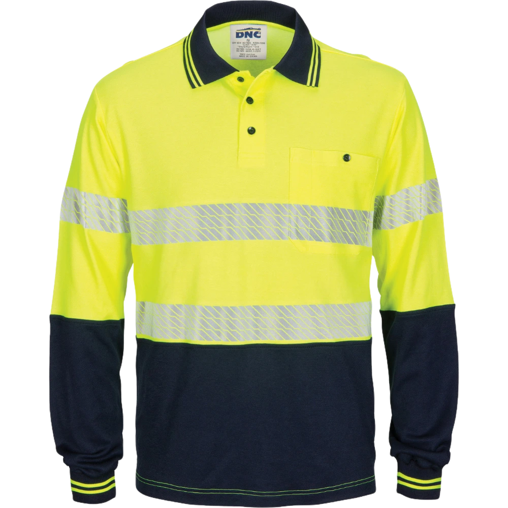 DNC Hi Vis Segmented Tape Cotton Backed Polo LS 3518