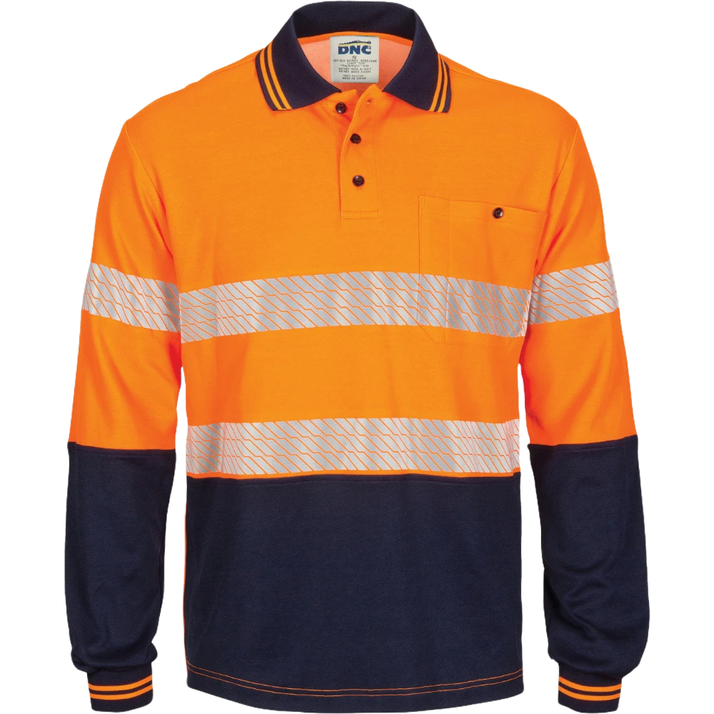 DNC Hi Vis Segmented Tape Cotton Backed Polo LS 3518