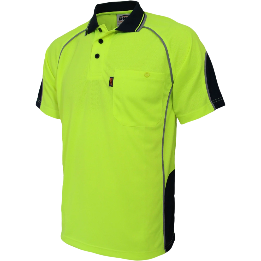 DNC Hi Vis Semi Circle Piped Polo 3569