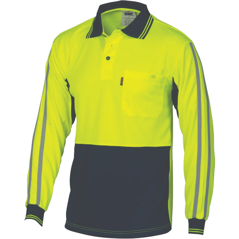 DNC HiVis Cool-Breathe Striped Pipe Polo 3756