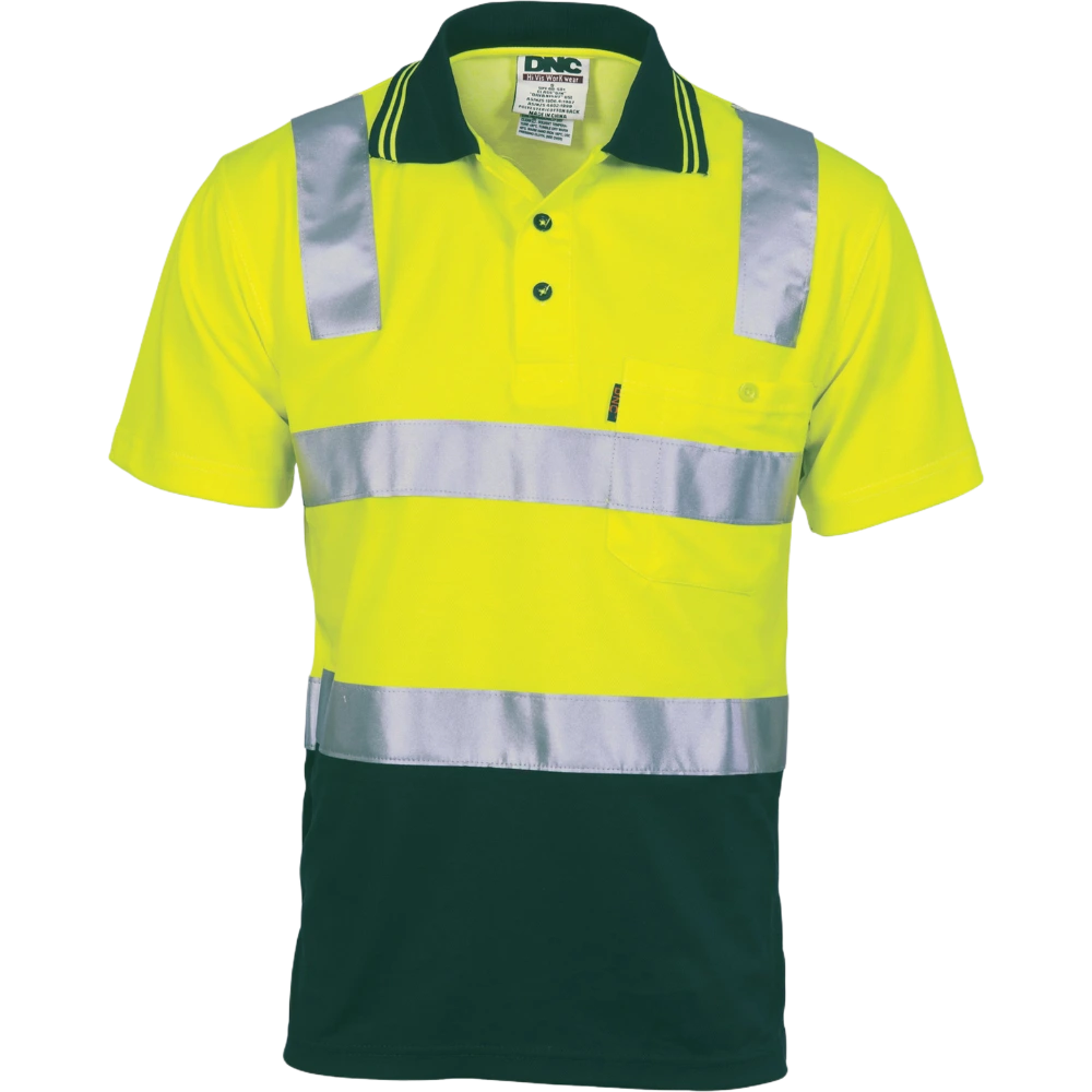 DNC HiVis Cotton Two Tone Polo Shirt CSR Tape 3817