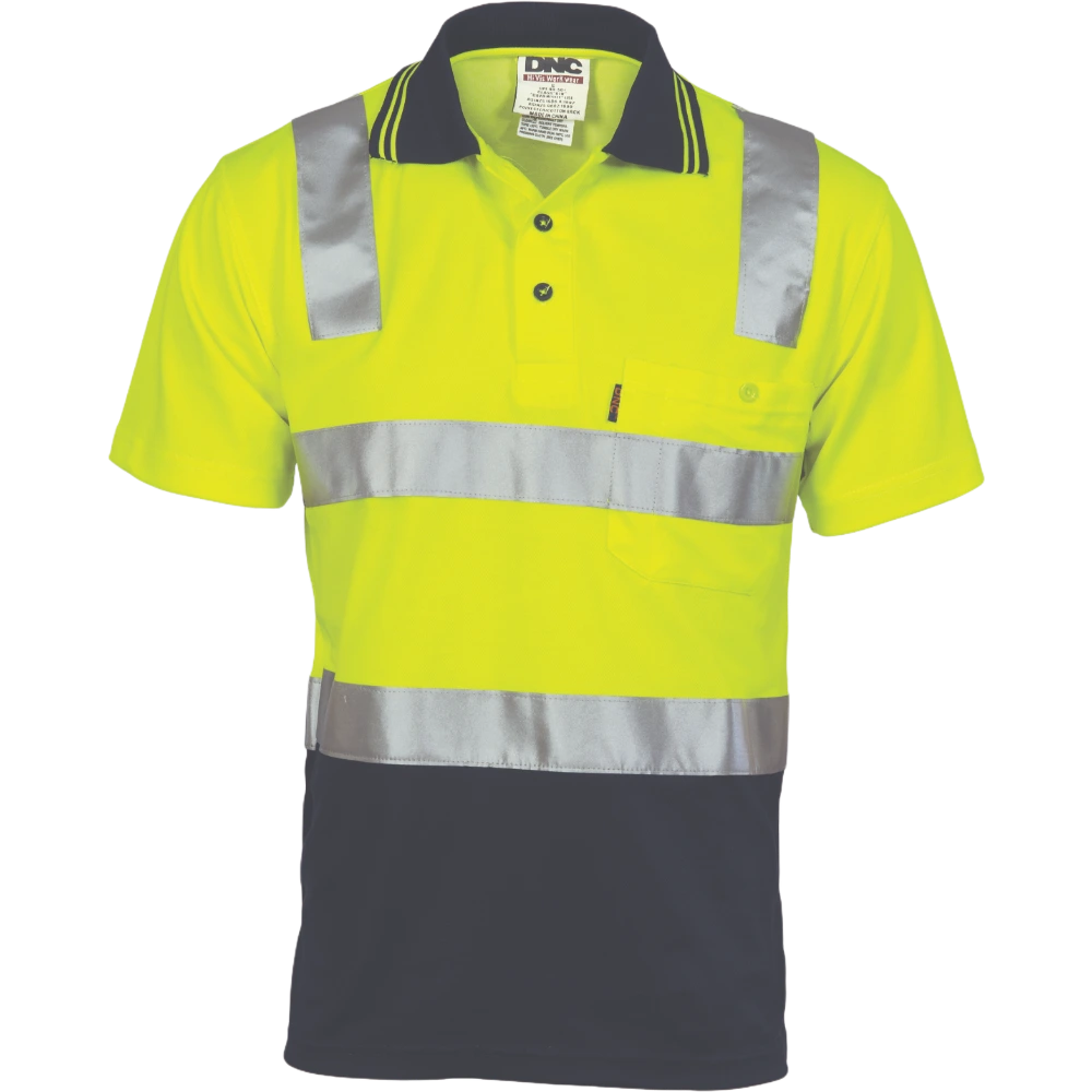 DNC HiVis Cotton Two Tone Polo Shirt CSR Tape 3817