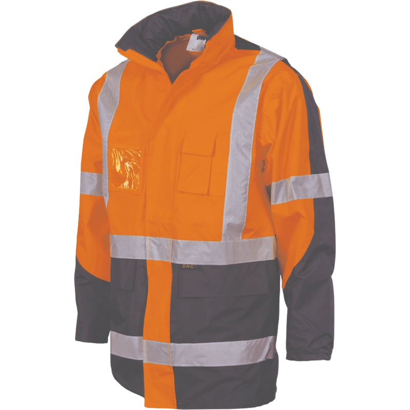 DNC HiVis 2 Tone Cross Back D/N 2 in 1 Contrast Rain Jacket 3993