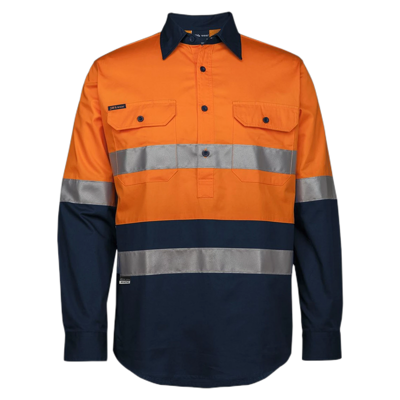 JB's Hi Vis (D+N) Close Front L/S 150g Work Shirt 6HWCS