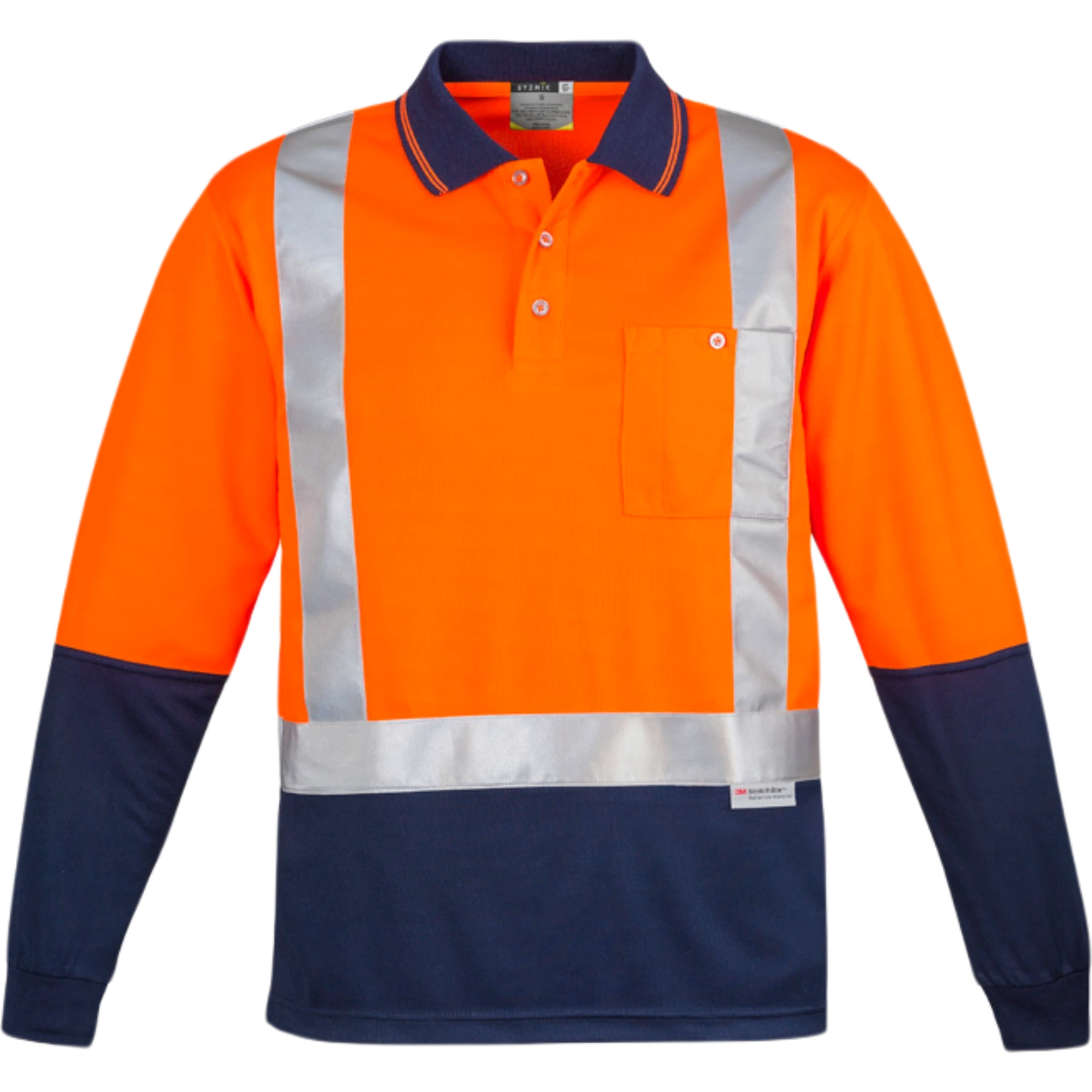 Syzmik Mens Hi Vis Spliced Long Sleeve Polo - Shoulder Taped ZH234