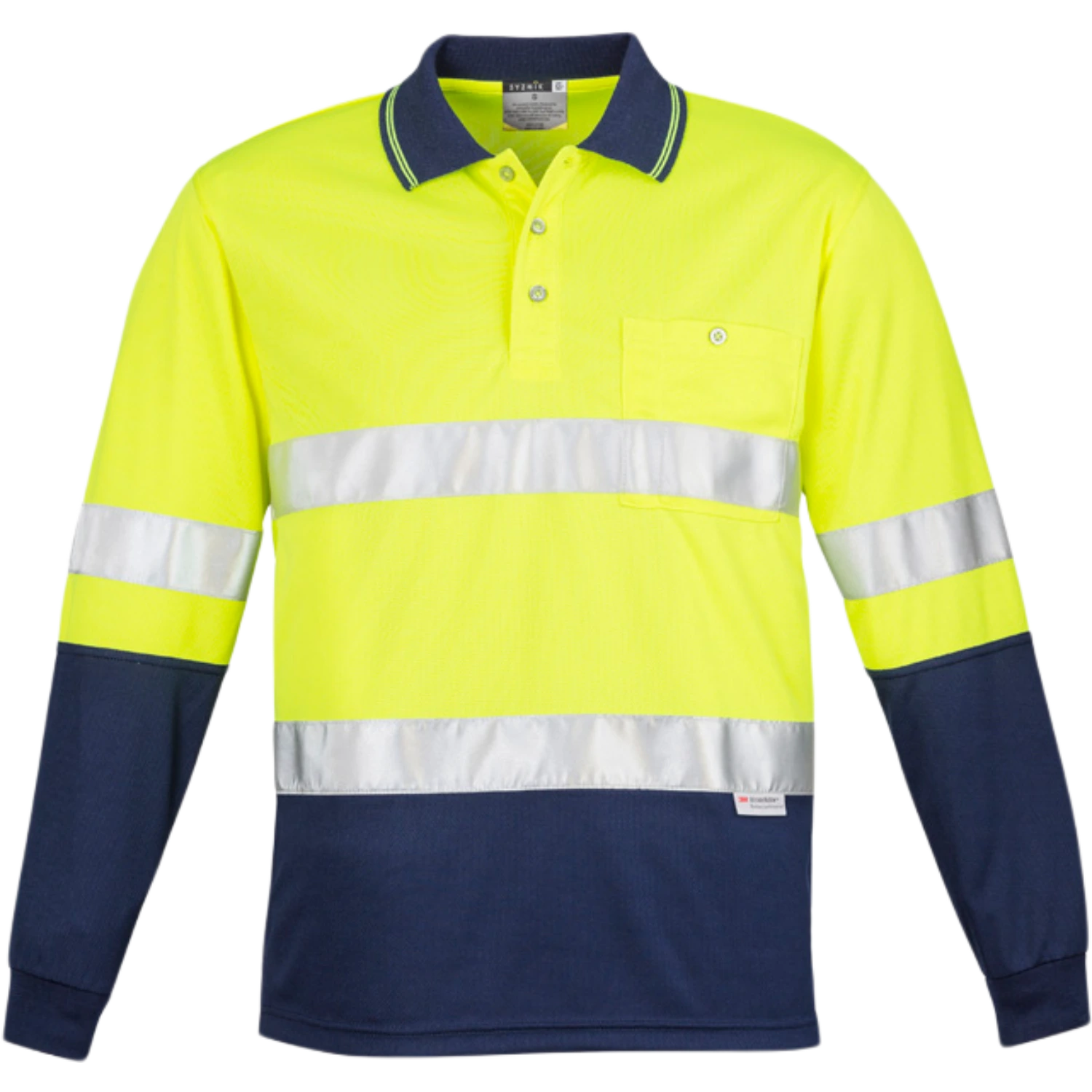Syzmik Mens Hi Vis Spliced Long Sleeve Polo - Hoop Taped ZH235