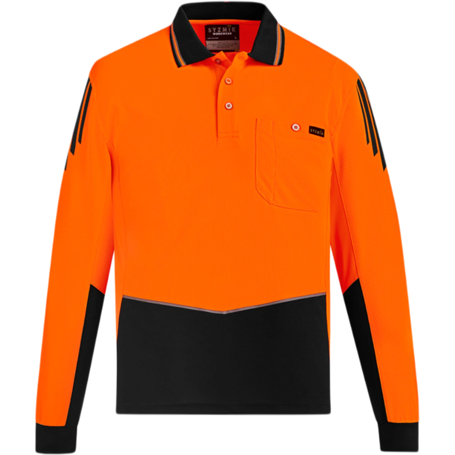 Syzmik Mens Hi Vis Flux Long Sleeve Polo ZH310