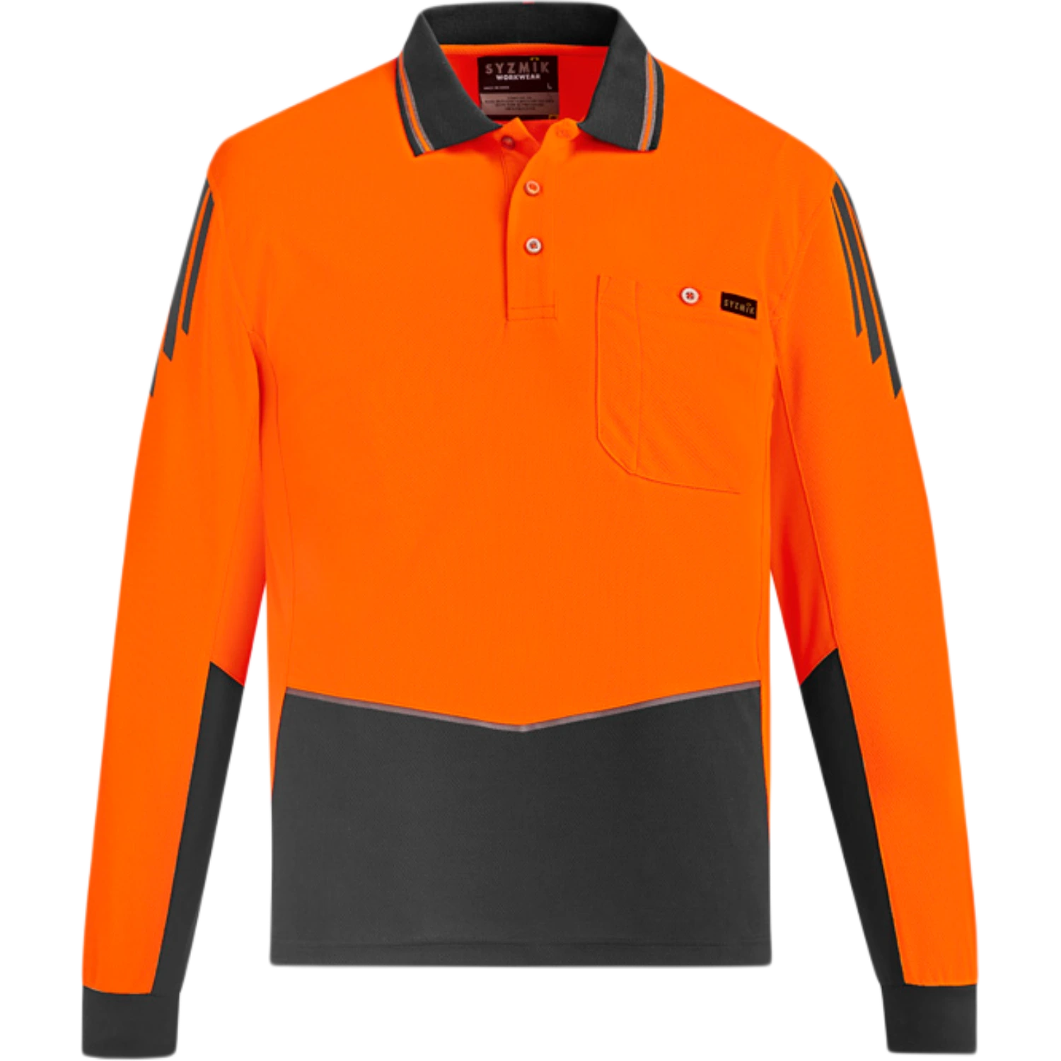 Syzmik Mens Hi Vis Flux Long Sleeve Polo ZH310