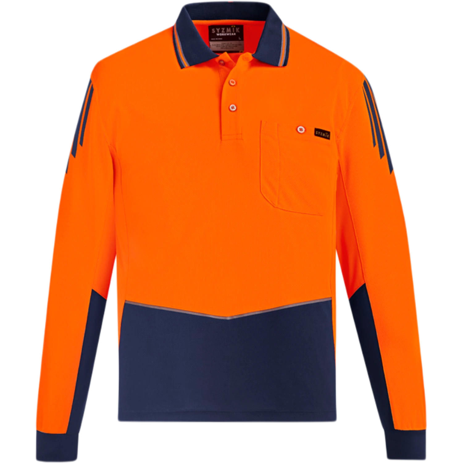 Syzmik Mens Hi Vis Flux Long Sleeve Polo ZH310