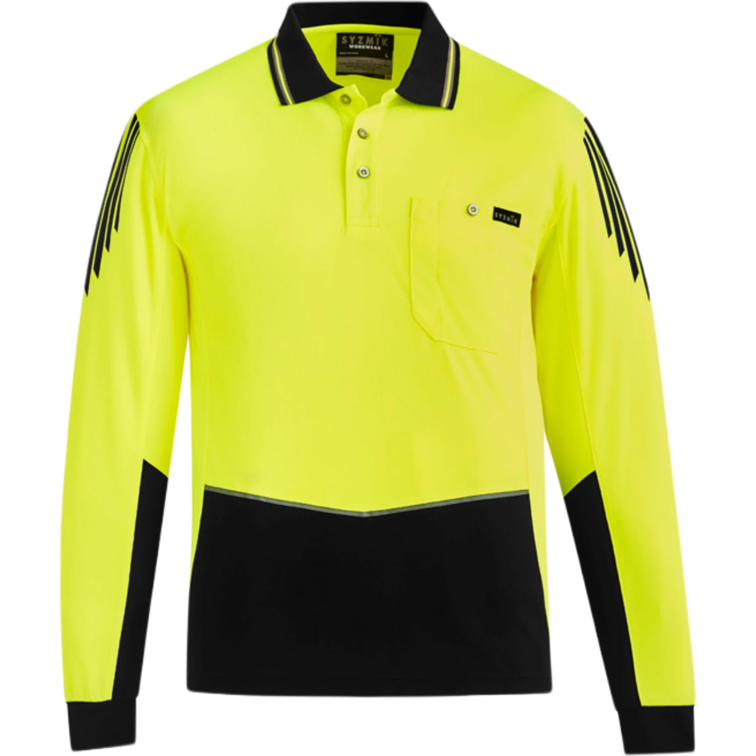 Syzmik Mens Hi Vis Flux Long Sleeve Polo ZH310