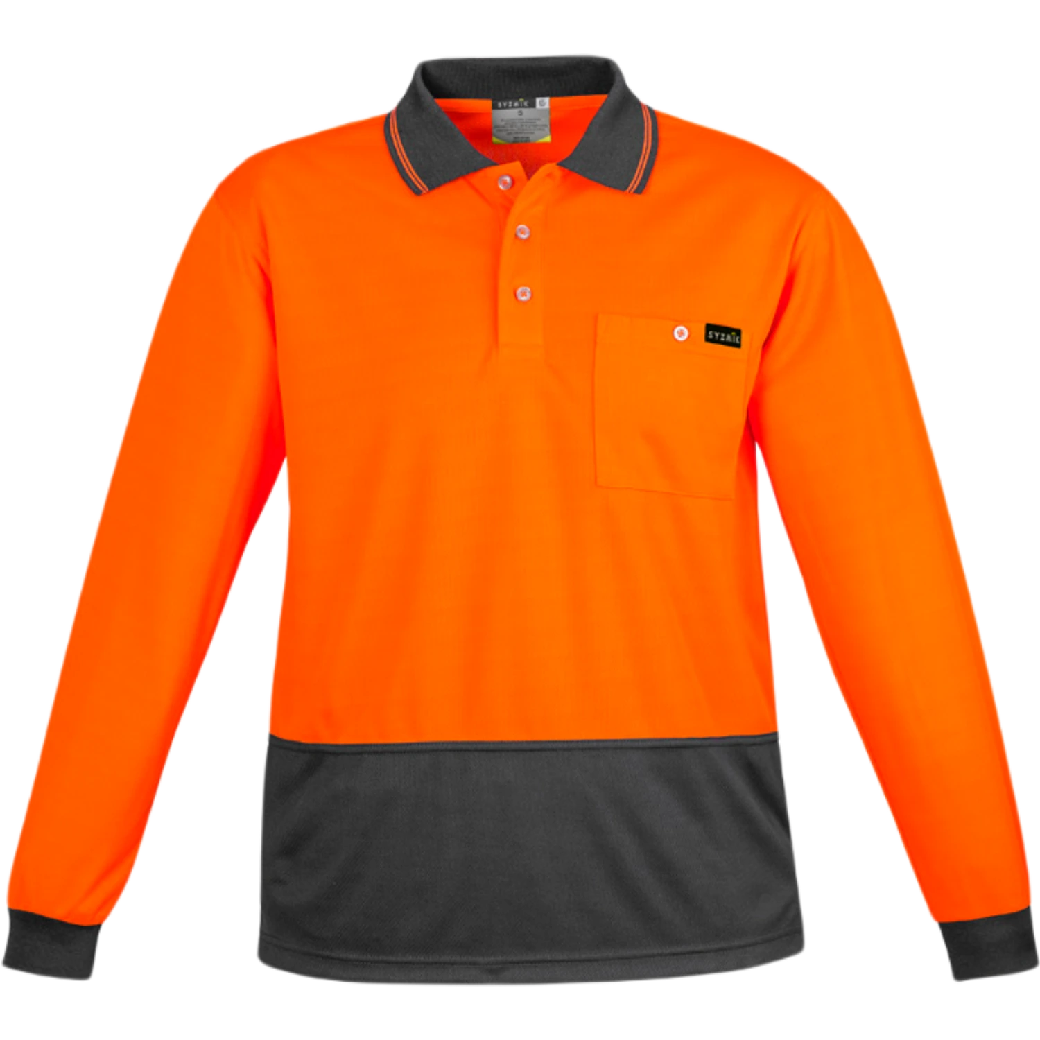 Syzmik Mens Hi Vis Comfort Back Long Sleeve Polo ZH410