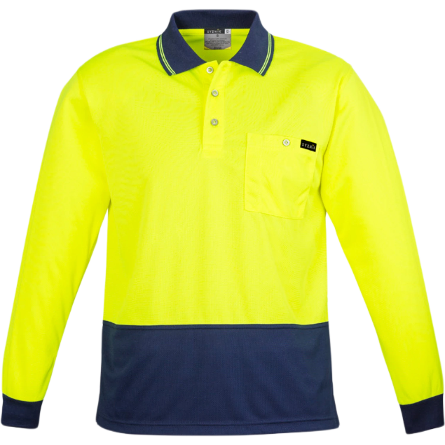 Syzmik Mens Hi Vis Comfort Back Long Sleeve Polo ZH410