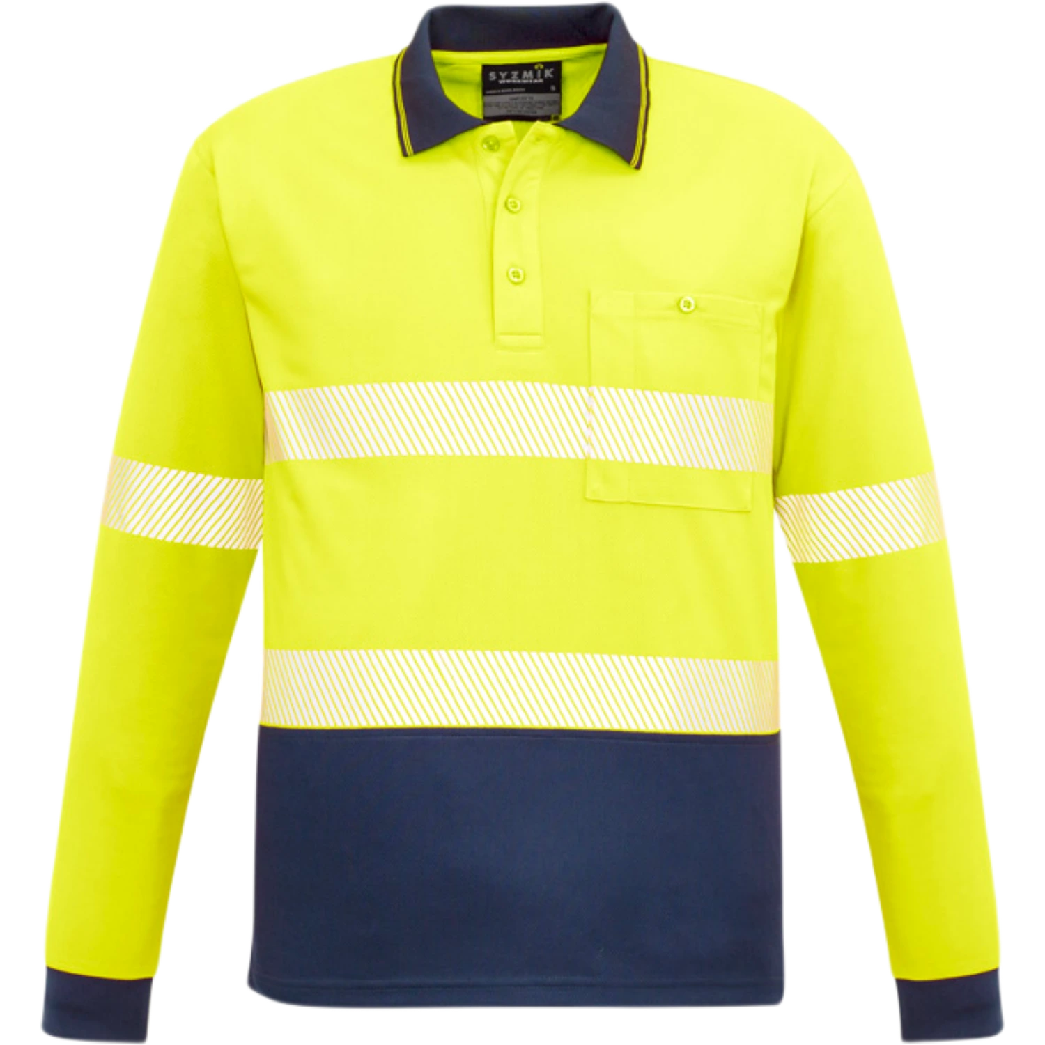 Syzmik Unisex Hi Vis Segmented Tape Long Sleeve Polo ZH530