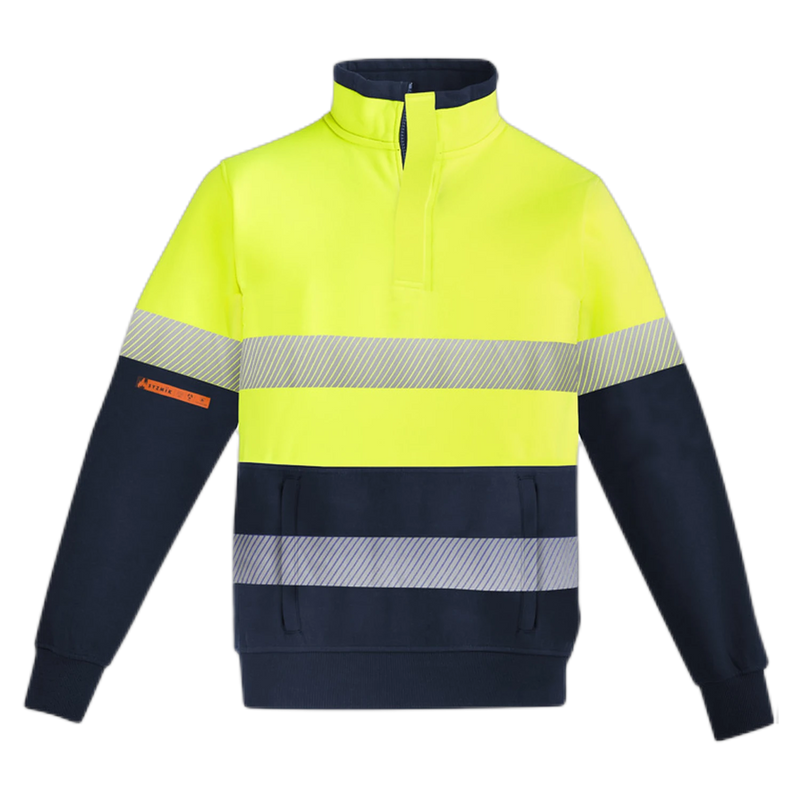 Syzmik Mens Orange Flame Hi Vis 1/4 Zip Pullover - Hoop Taped ZT150