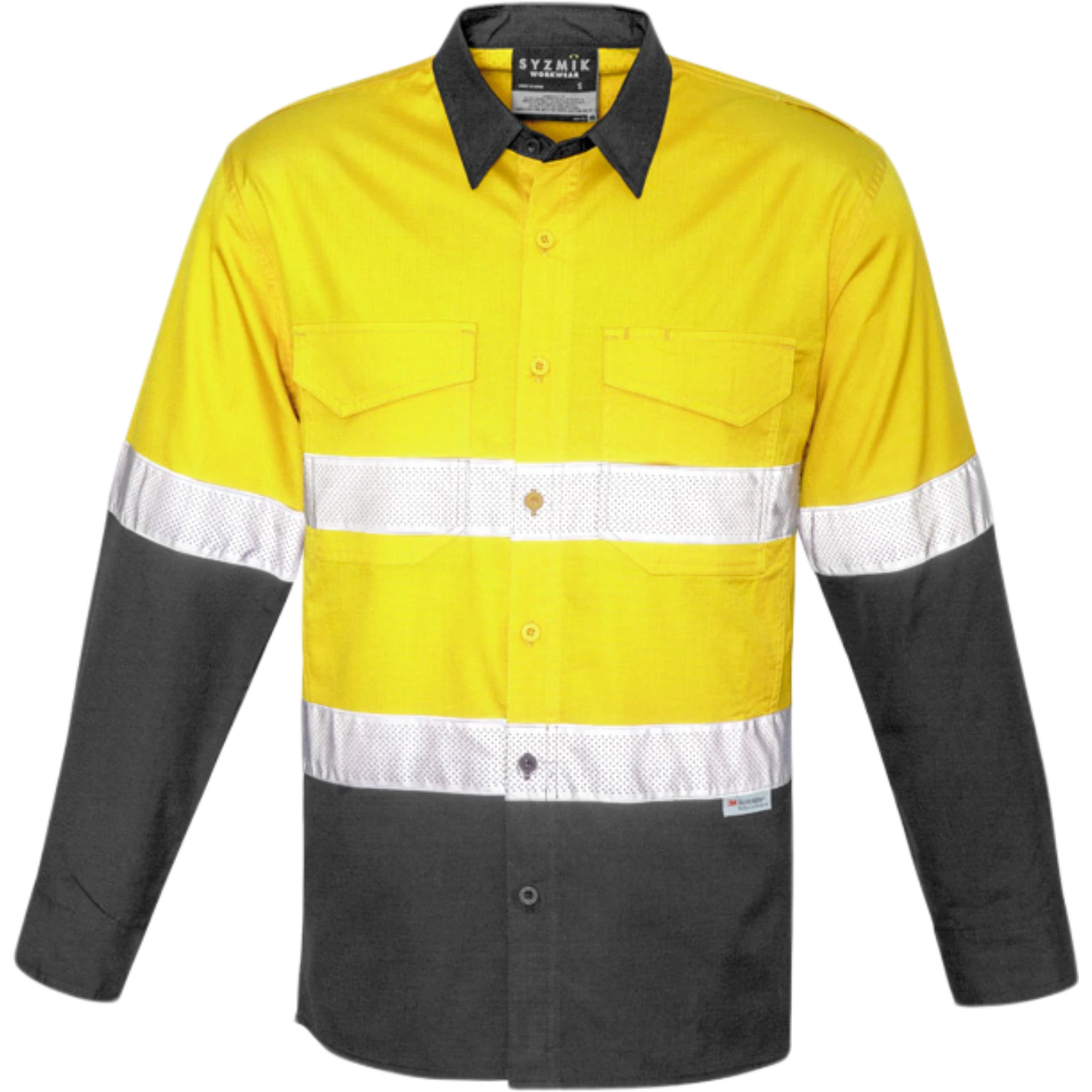 Syzmik Mens Rugged Cooling Hi Vis Taped Long Sleeve Shirt ZW129