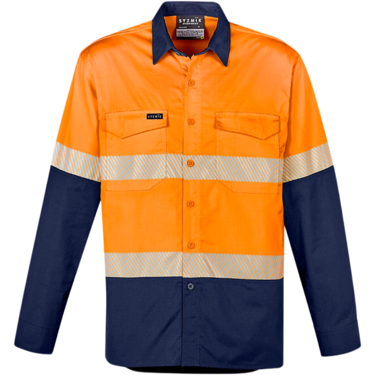 Syzmik Mens Rugged Cooling Hi Vis Segmented Tape Long Sleeve Shirt ZW229