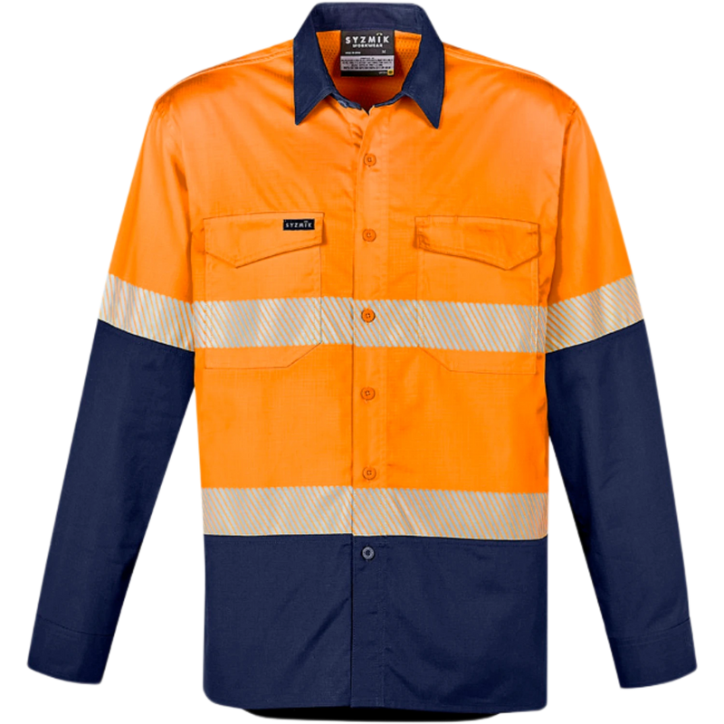 Syzmik Mens Rugged Cooling Hi Vis Segmented Tape Long Sleeve Shirt ZW229