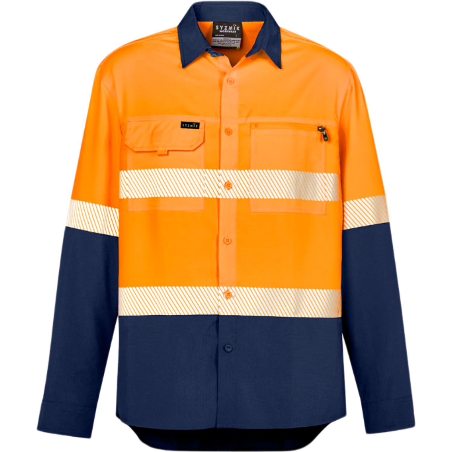 Syzmik Mens Hi Vis Outdoor Segmented Tape Long Sleeve Shirt ZW470