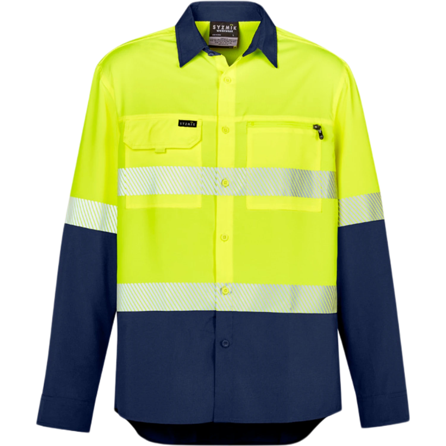 Syzmik Mens Hi Vis Outdoor Segmented Tape Long Sleeve Shirt ZW470