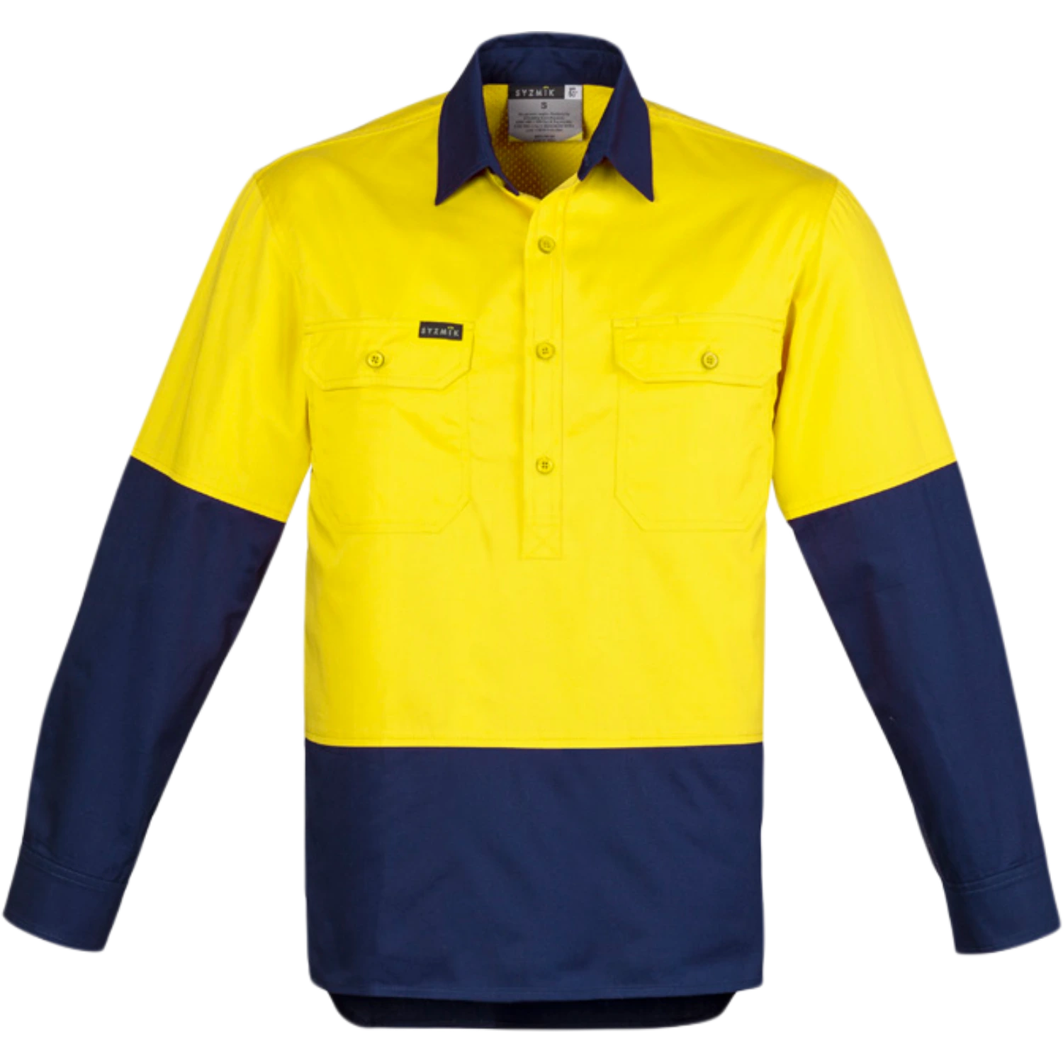Syzmik Mens Hi Vis Closed Front Long Sleeve Shirt ZW560