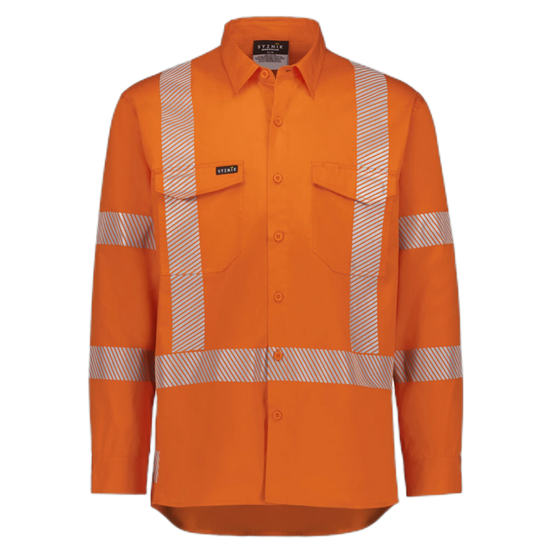 Syzmik Mens Hi Vis X Back NSW Rail Shirt - Segmented Tape ZW692