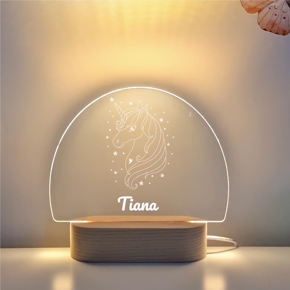 Unicorn Head Personalised Dome Night Light - Printibly