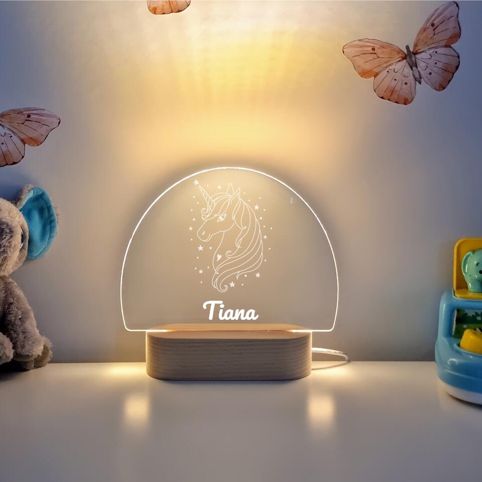 Unicorn Head Personalised Dome Night Light - Printibly
