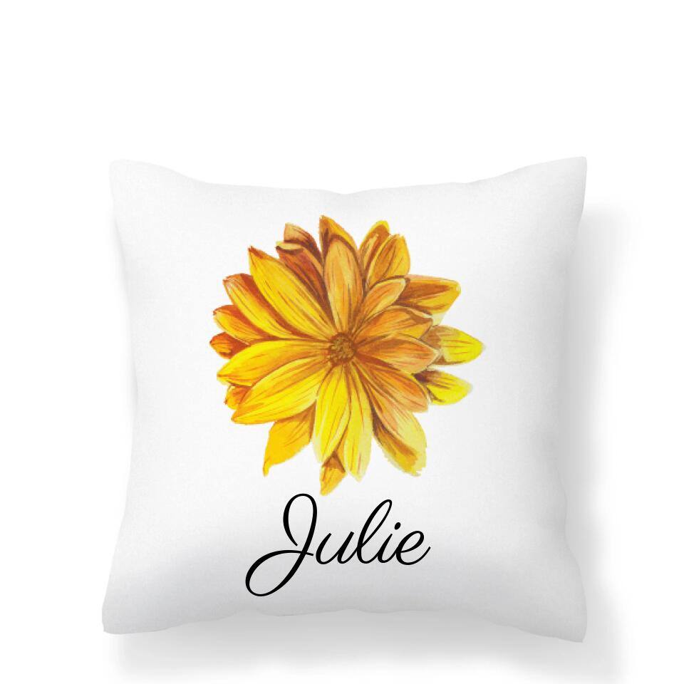 Watercolour Flower with Name Cushion Cover - Printibly