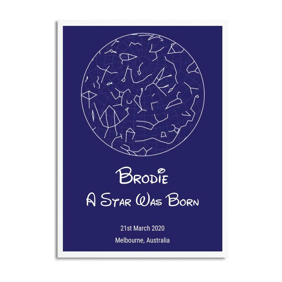 Disney Inspired Custom Printed Star Map - Printibly