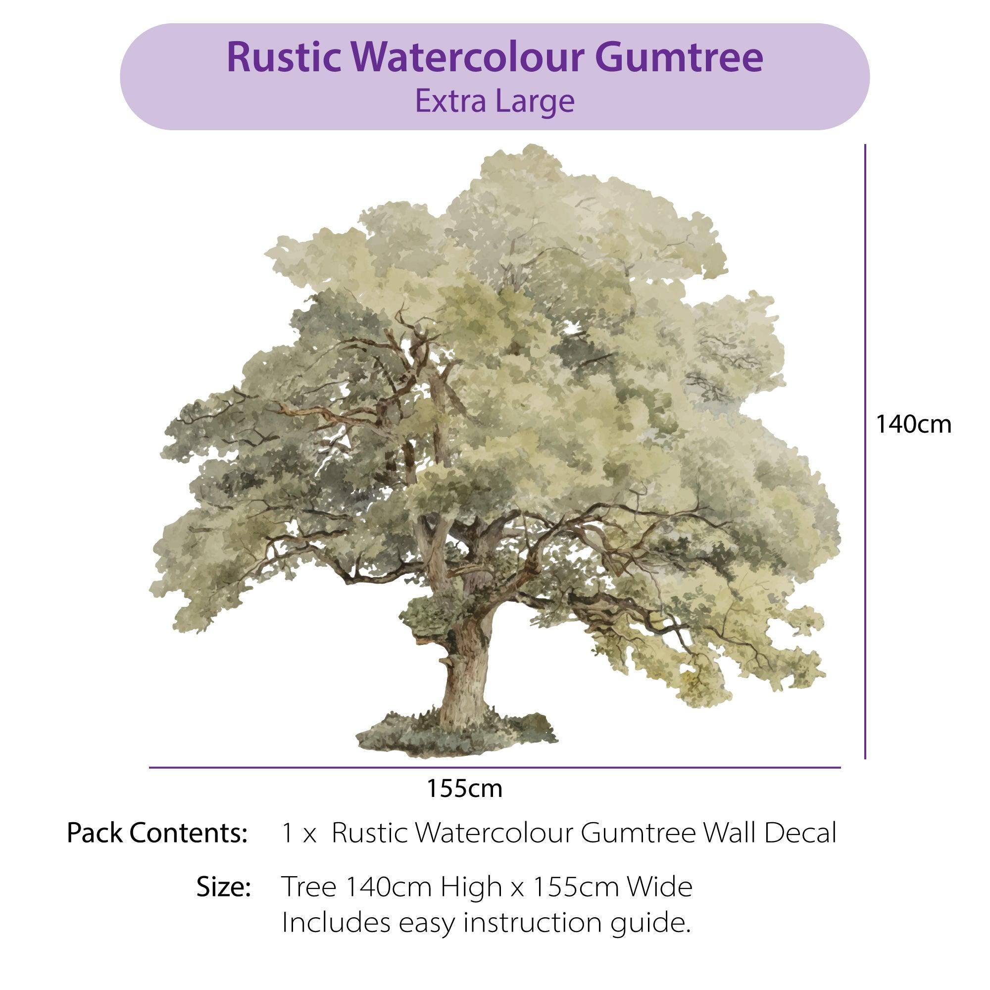 Rustic Watercolour Australian Gumtre Large Wall Decal - Printibly