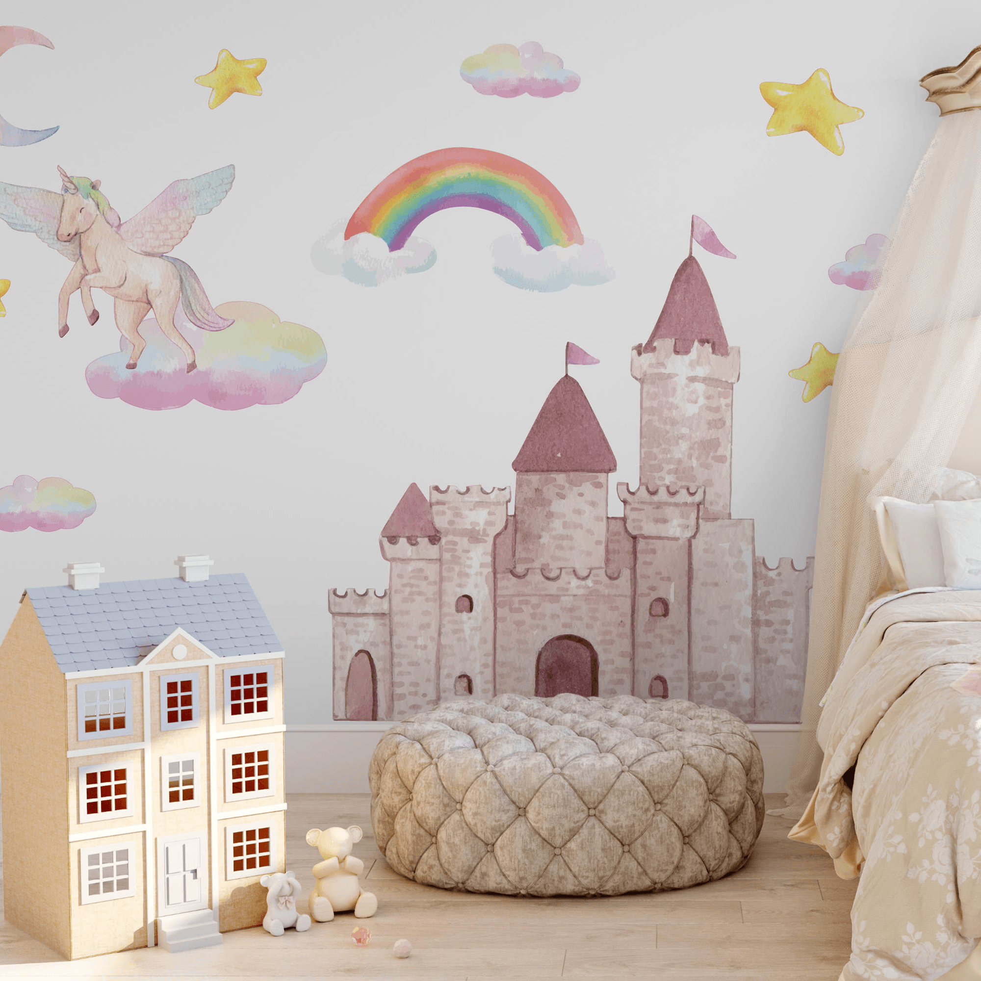 Unicorn Castle Wall Decal Set - Printibly