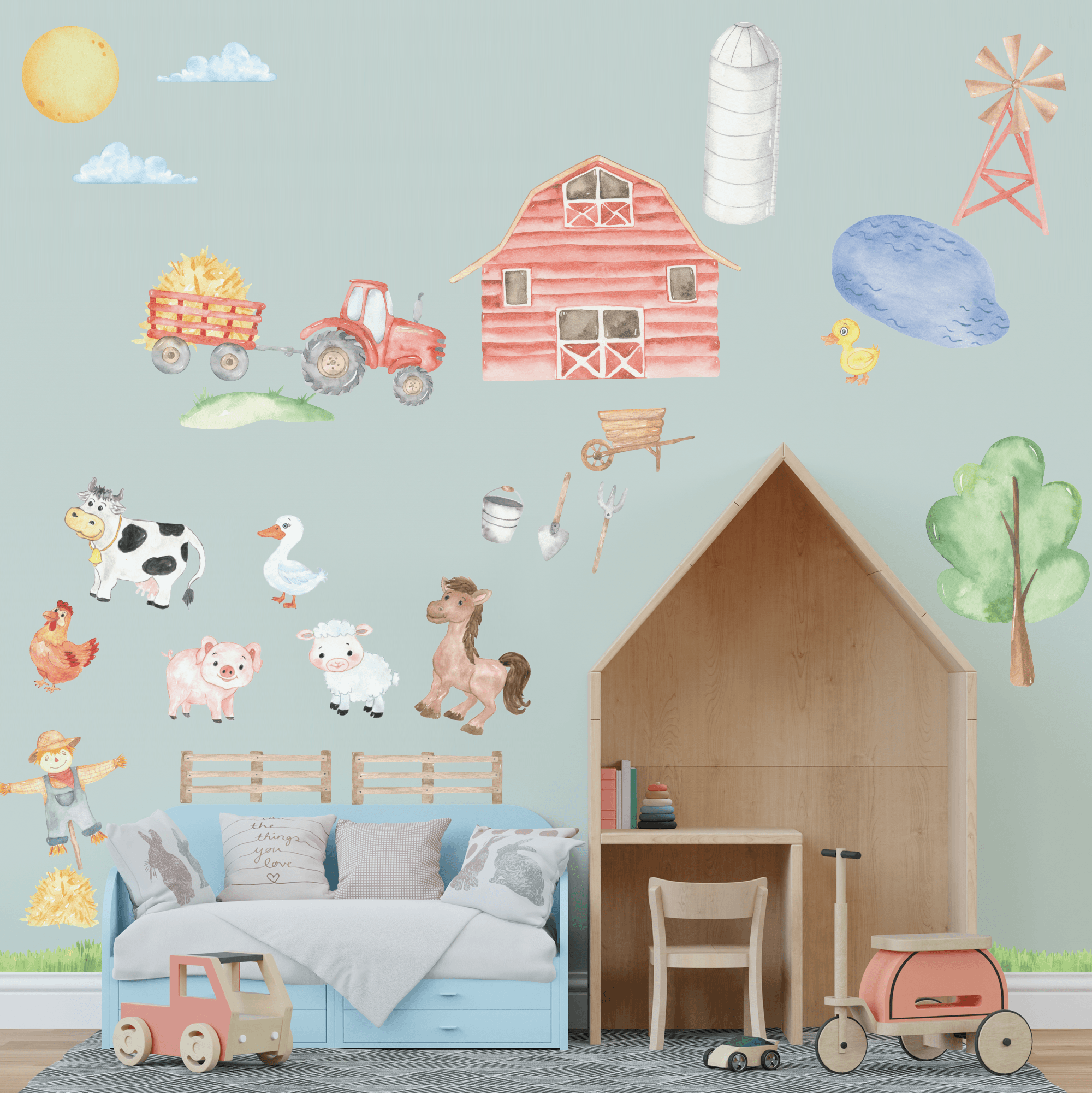 Farm Life & Animals Watercolour Decals - Printibly