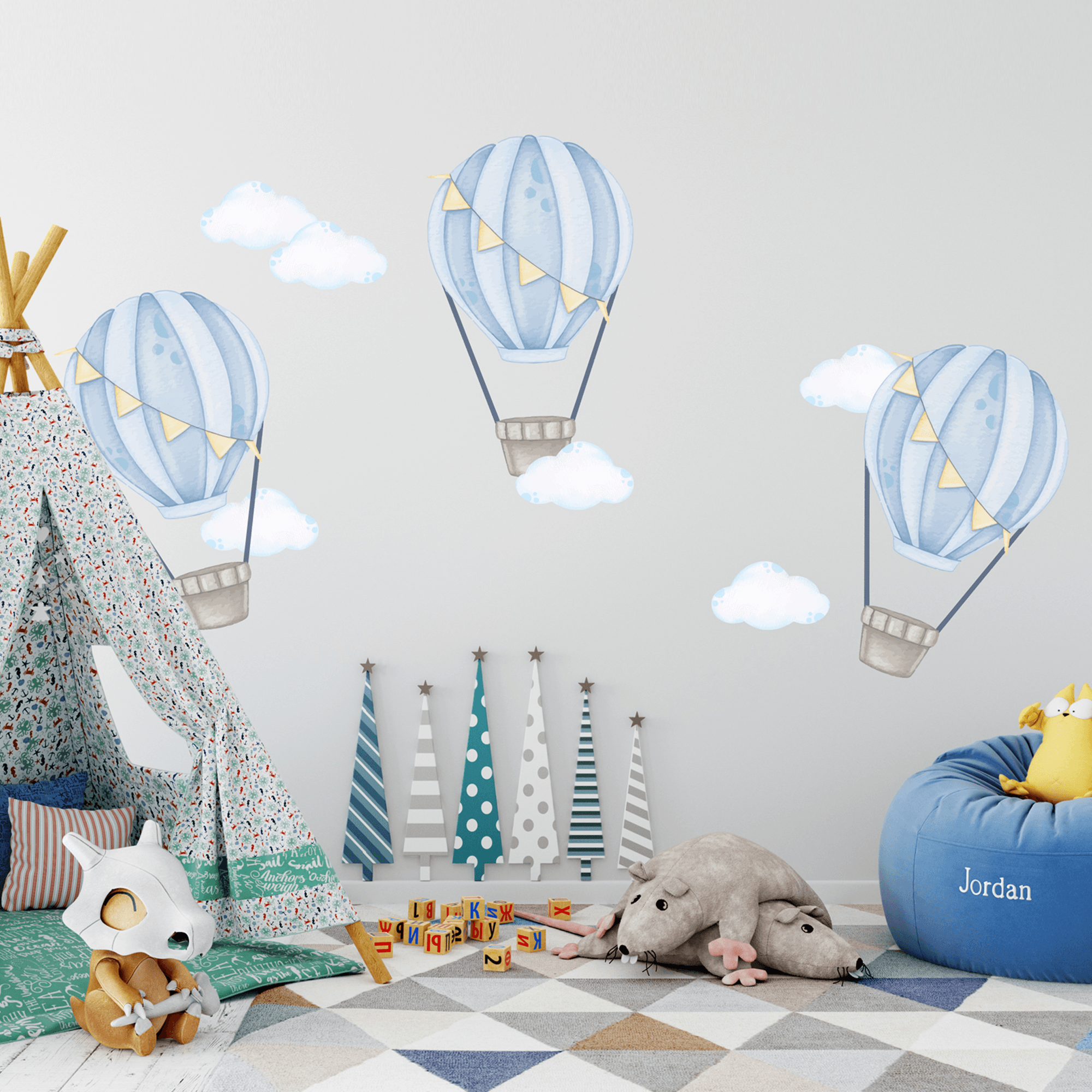Blue Hot Air Balloons - Printibly