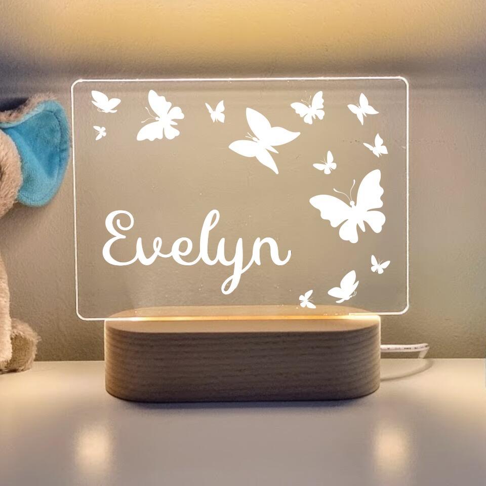 Butterfly Kaleidoscope - Personalised Engraved Night Light - Printibly