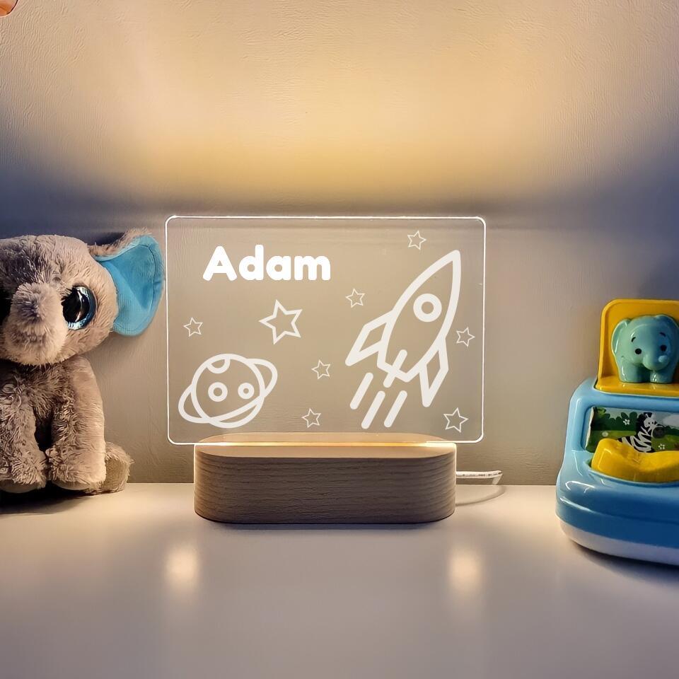 Rocket Ship Personalised Night Light - Printibly