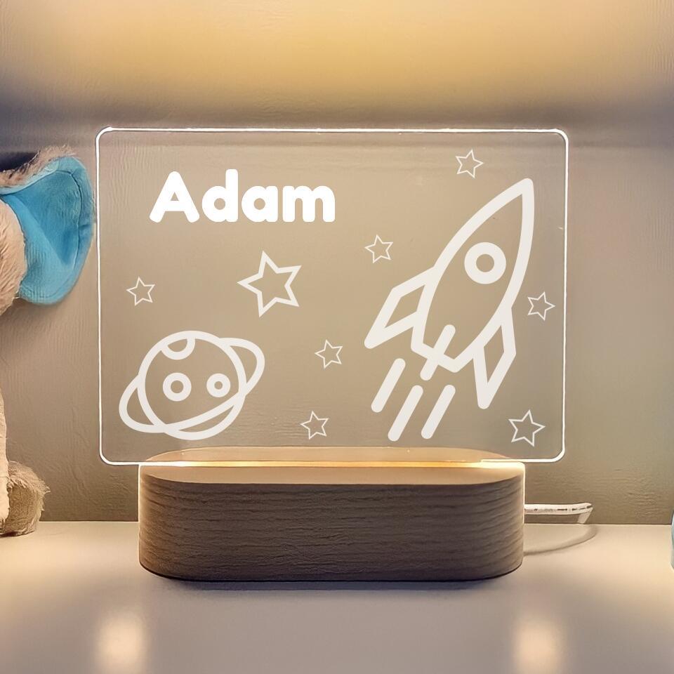 Rocket Ship Personalised Night Light - Printibly