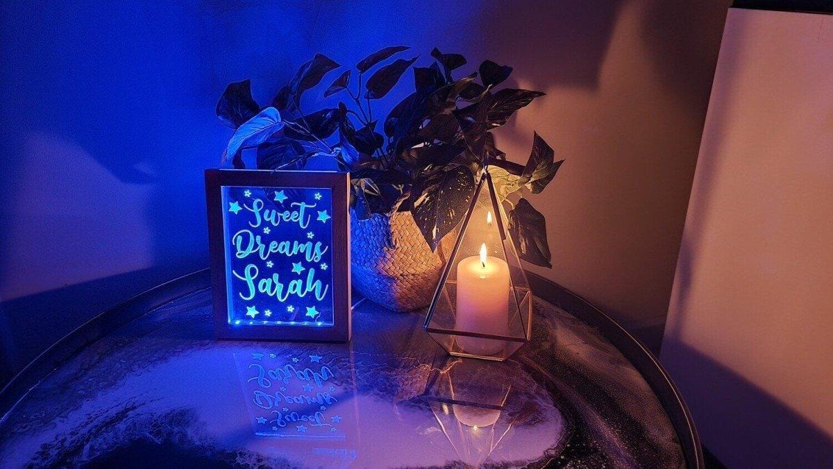 Sweet Dreams Wooden Frame LED Lamp - Printibly