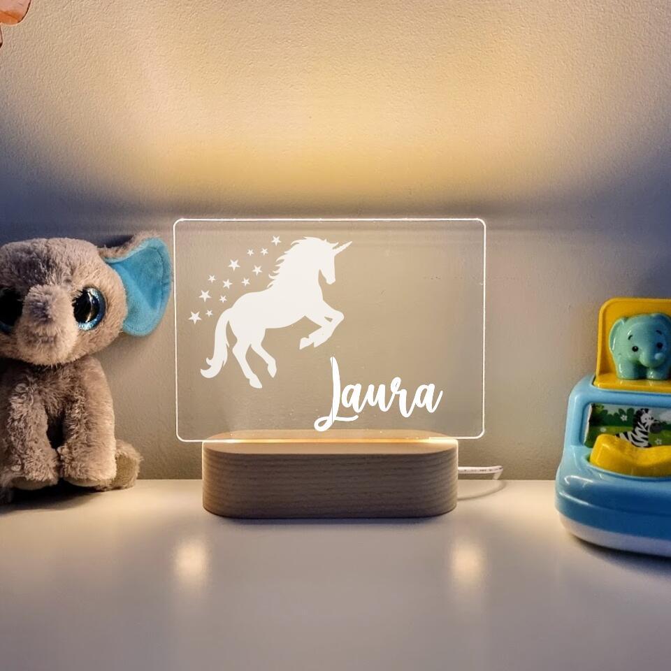 Unicorn & Stars Personalised Night Light - Printibly
