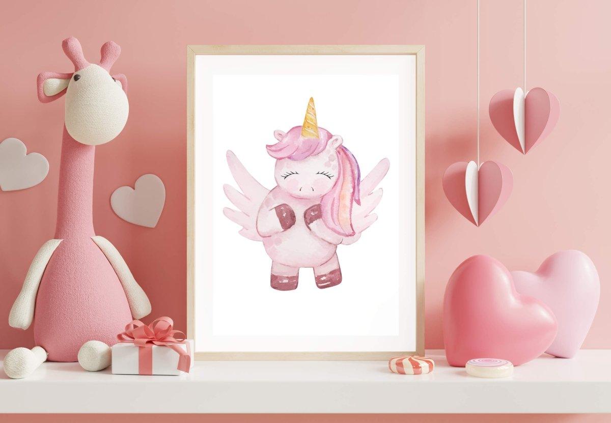 Watercolour Pink Unicorn Print - Printibly