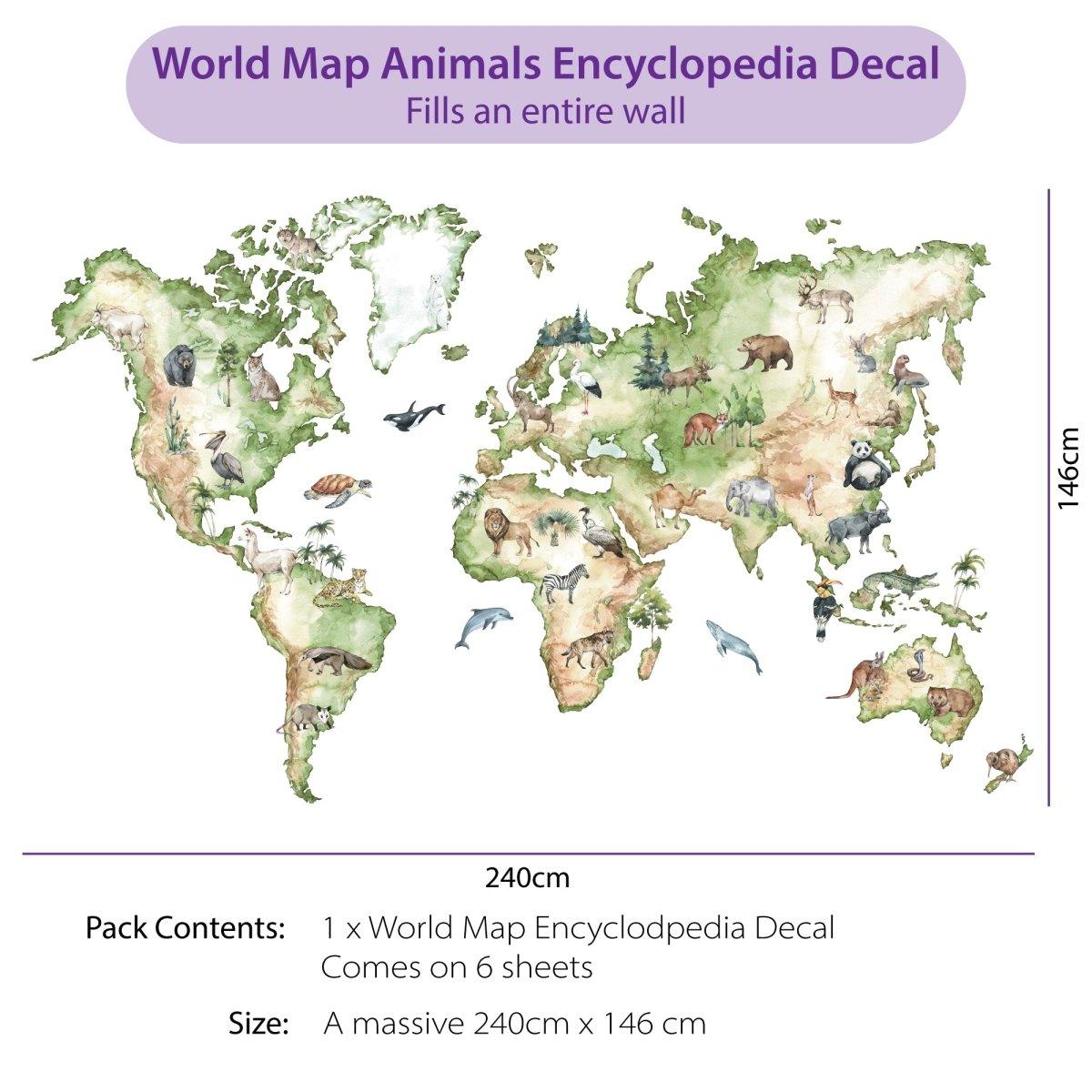 World Map Animal Encyclopedia Wall Decal - Printibly