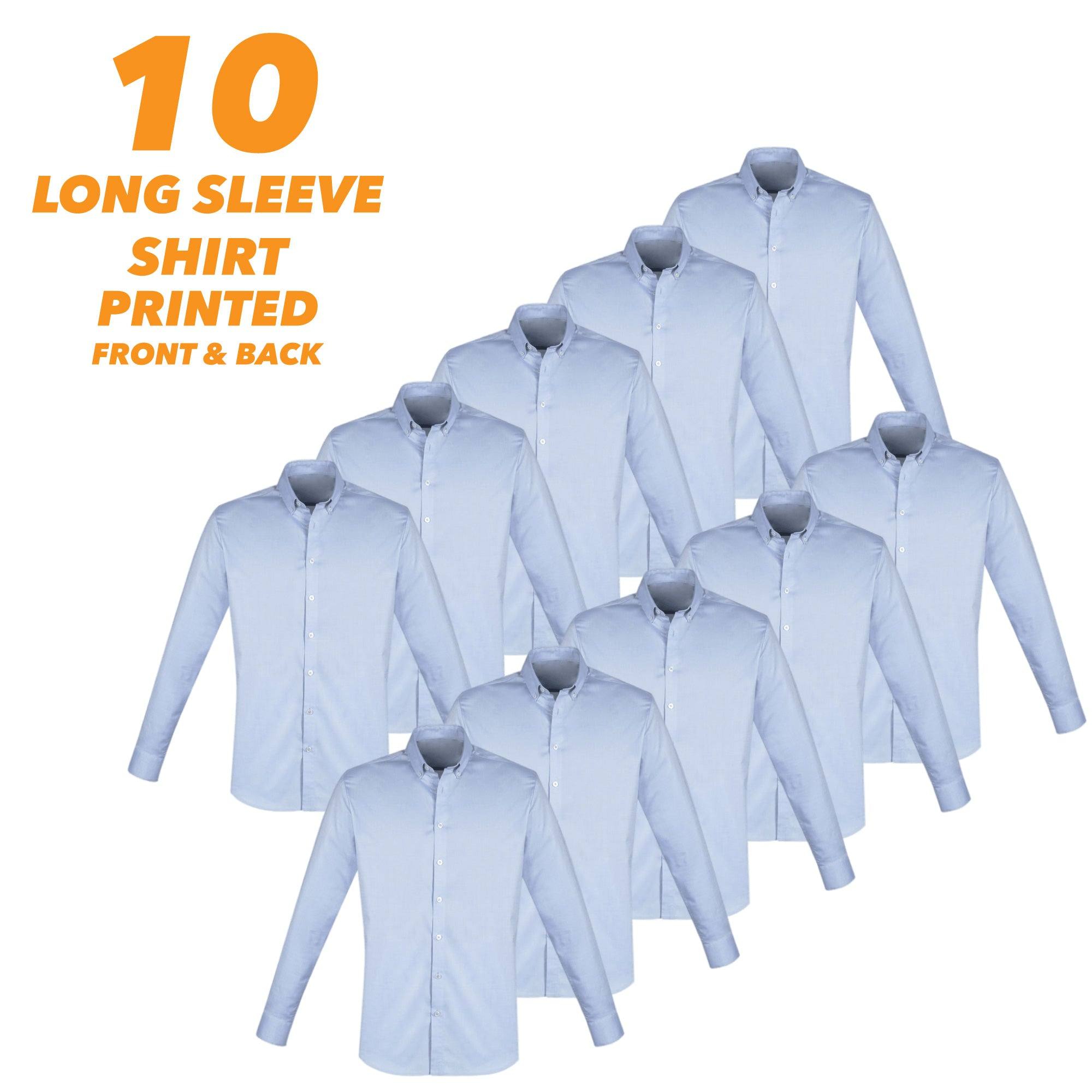 10 X Camden Mens Long Sleeve Shirt S016ML - Printibly