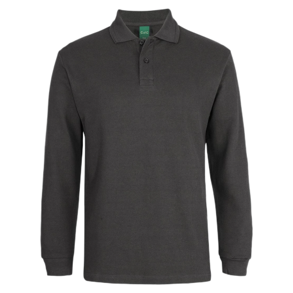 C of C 320g L/S Popcorn Cotton Polo 2PCL - Gunmetal