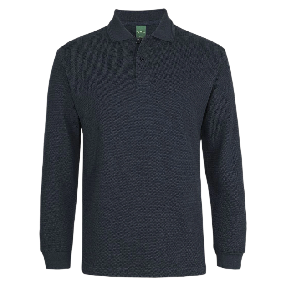 C of C 320g L/S Popcorn Cotton Polo 2PCL - Navy