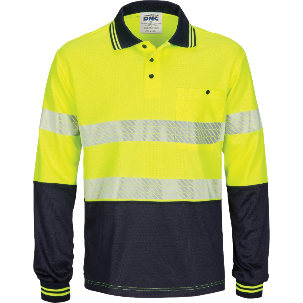 DNC Hi Vis Segmented Tape Micromesh Polo LS 3513