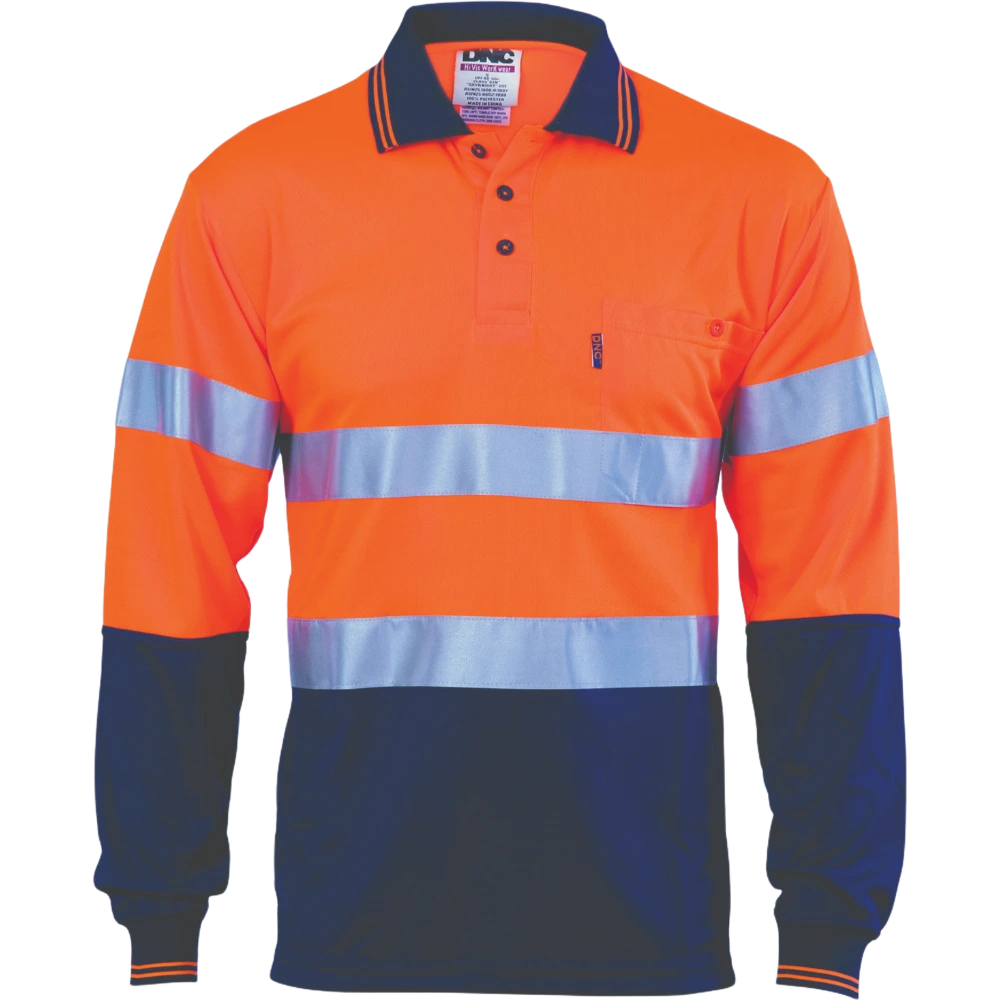 DNC HiVis Cool Breathe Polo Shirt CSR R/Tape L/S 3716