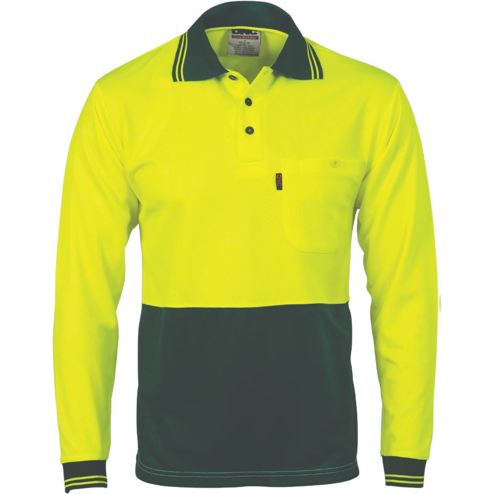 DNC HiVis Two Tone Cool Breathe Polo Shirt L/S 3813