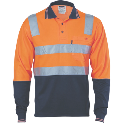 DNC Cotton Back HiVis Two Tone Polo CSR Tape L/S 3818