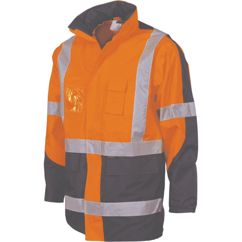 DNC HiVis 2 Tone Cross Back D/N 2 in 1 Contrast Rain Jacket 3993